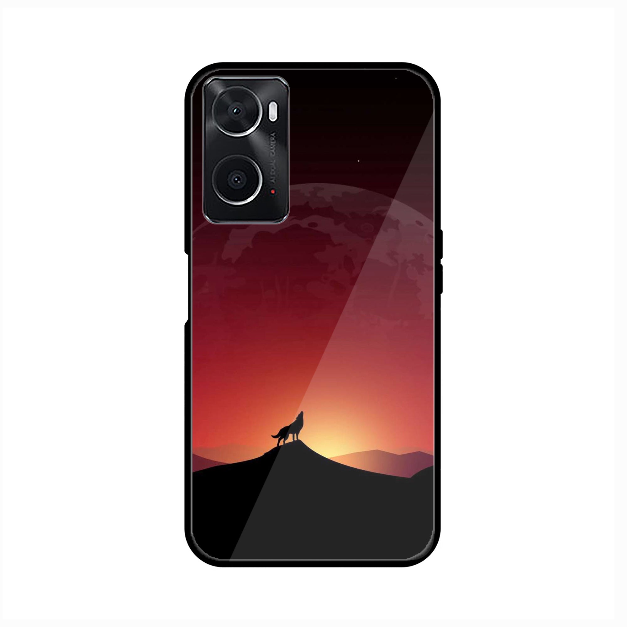 Oppo A76  Wolf Series  Premium Printed Glass soft Bumper shock Proof Case