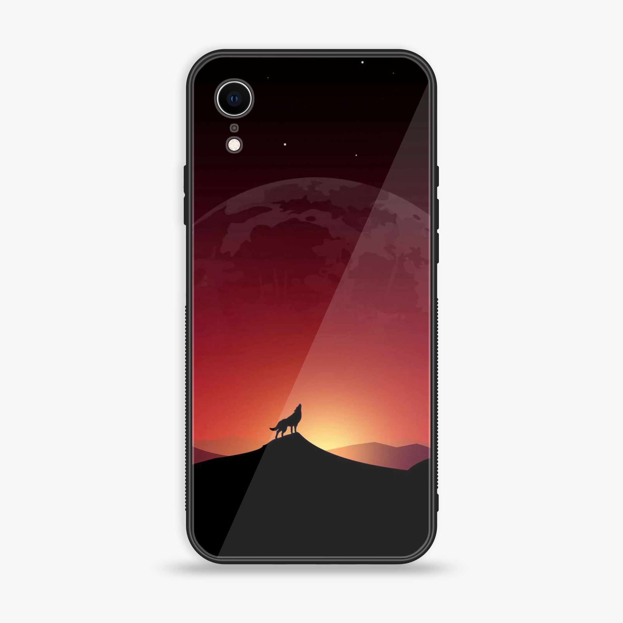 iPhone XR - Wolf Series - Premium Printed Glass soft Bumper shock Proof Case