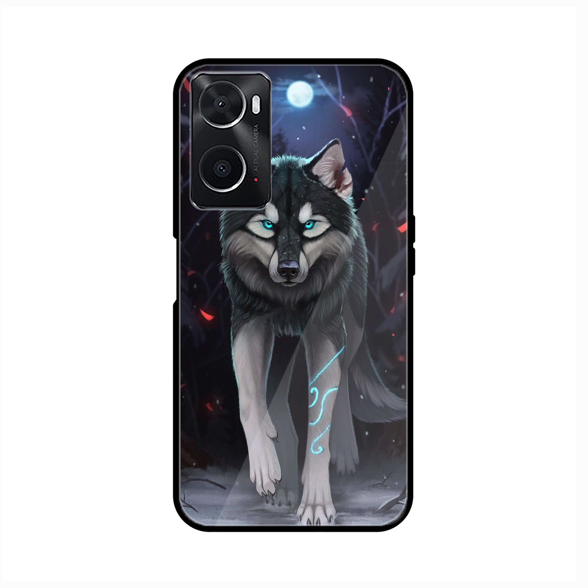 Oppo A76  Wolf Series  Premium Printed Glass soft Bumper shock Proof Case