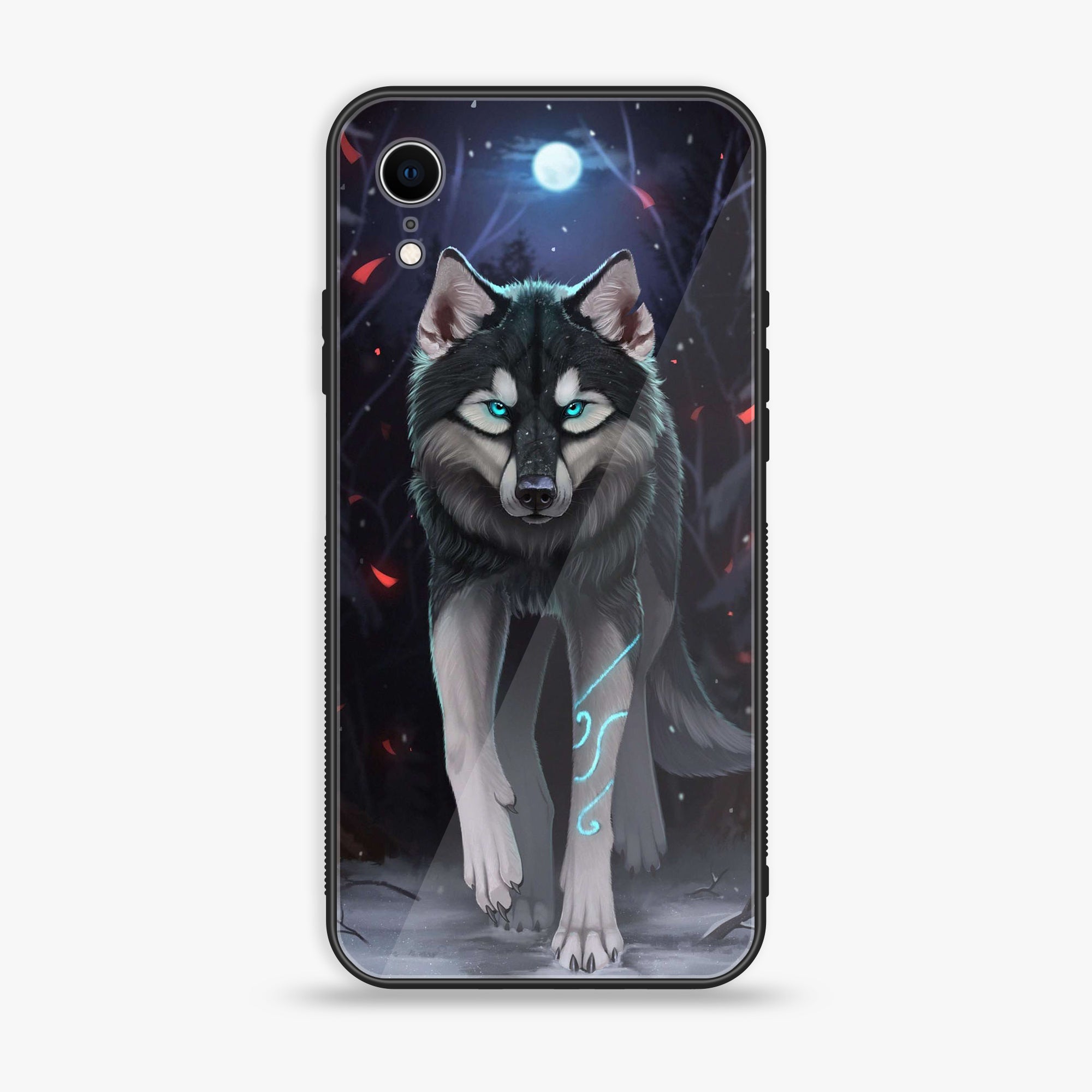 iPhone XR - Wolf Series - Premium Printed Glass soft Bumper shock Proof Case