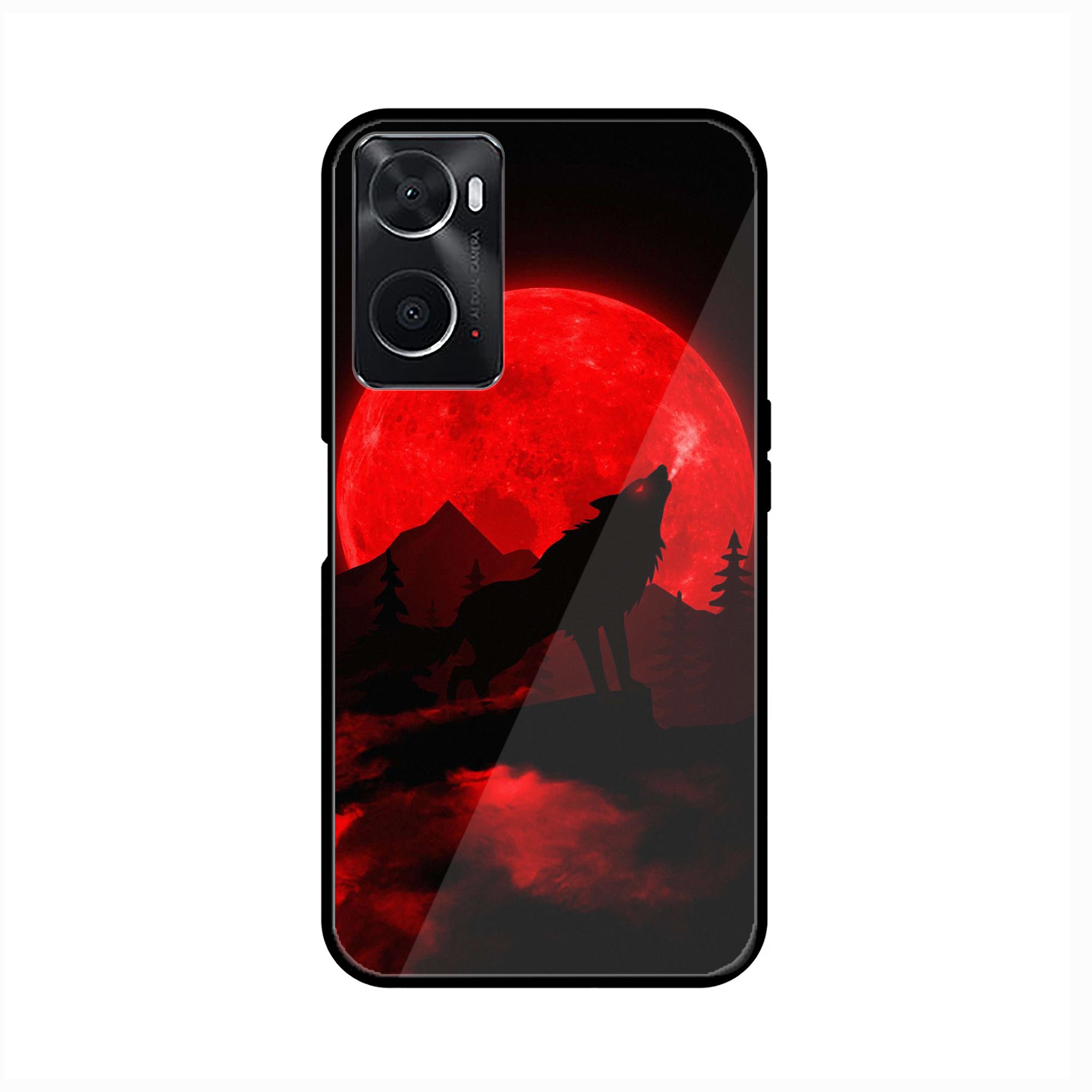 Oppo A76  Wolf Series  Premium Printed Glass soft Bumper shock Proof Case