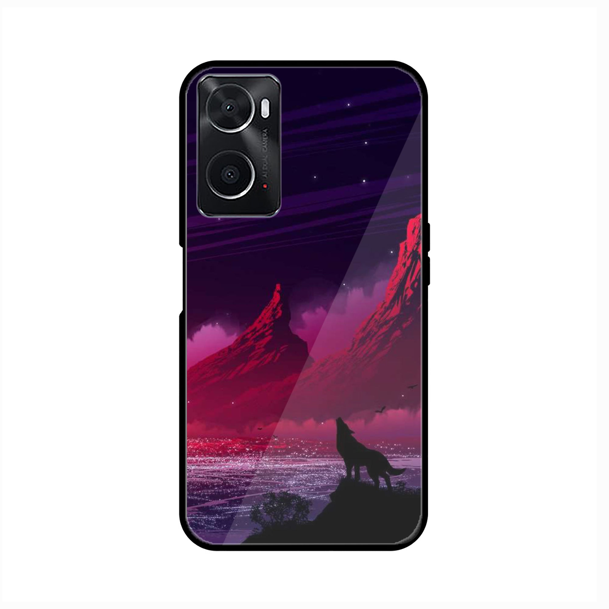 Oppo A76  Wolf Series  Premium Printed Glass soft Bumper shock Proof Case