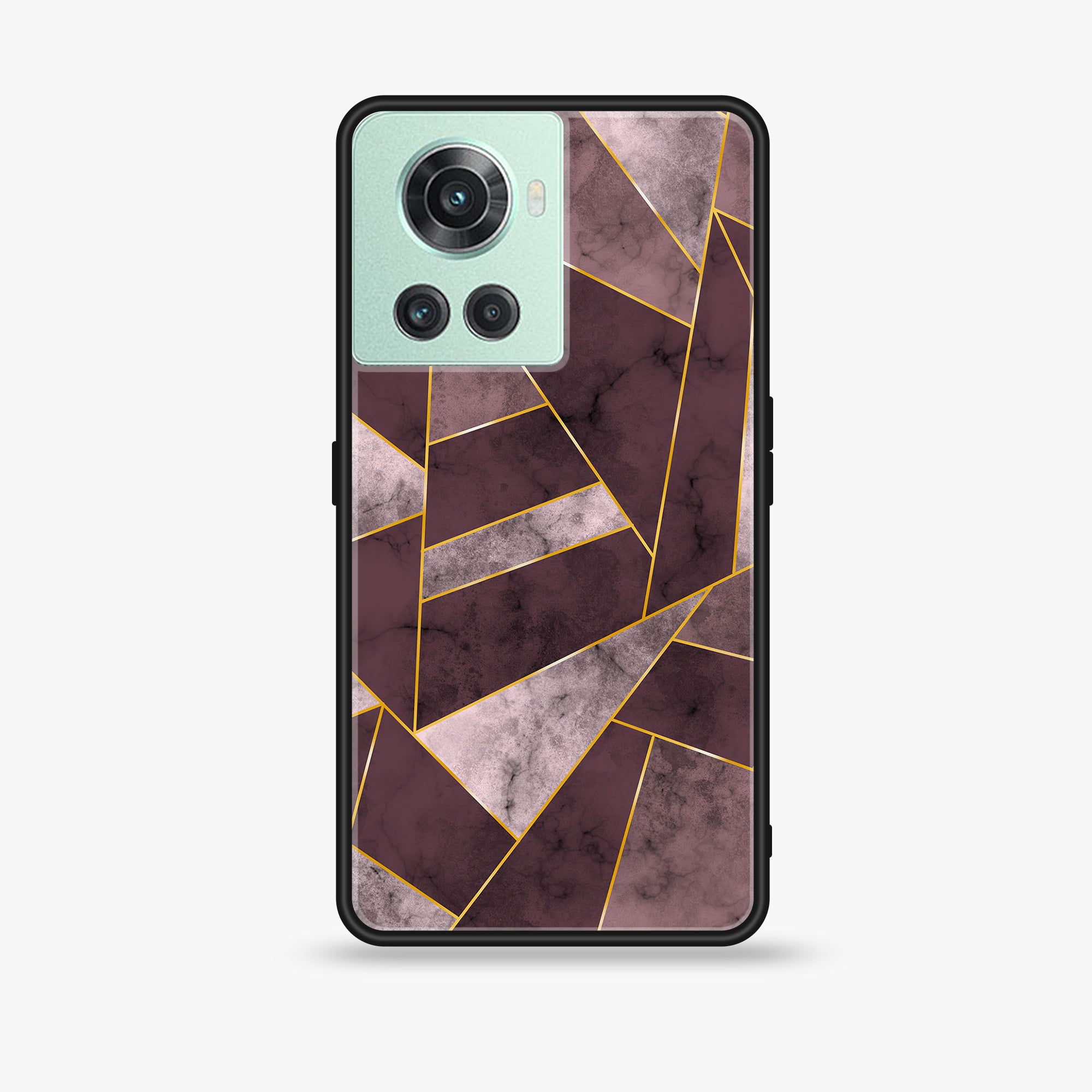 OnePlus 10R Geometric Marble Series Premium Printed Glass soft Bumper shock Proof Case