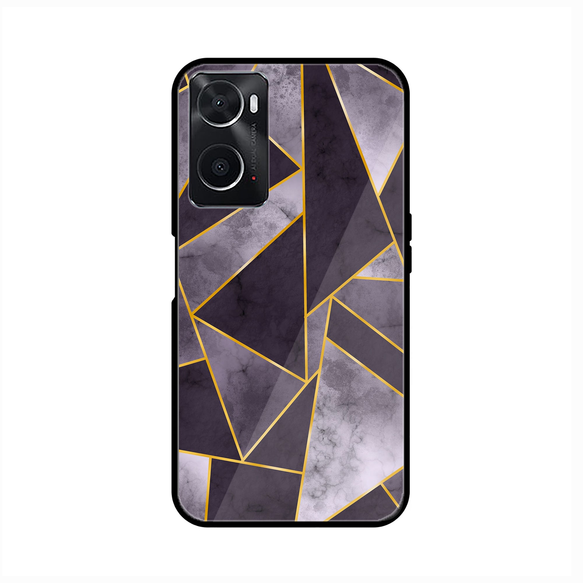 Oppo A76  Geometric Marble Series  Premium Printed Glass soft Bumper shock Proof Case