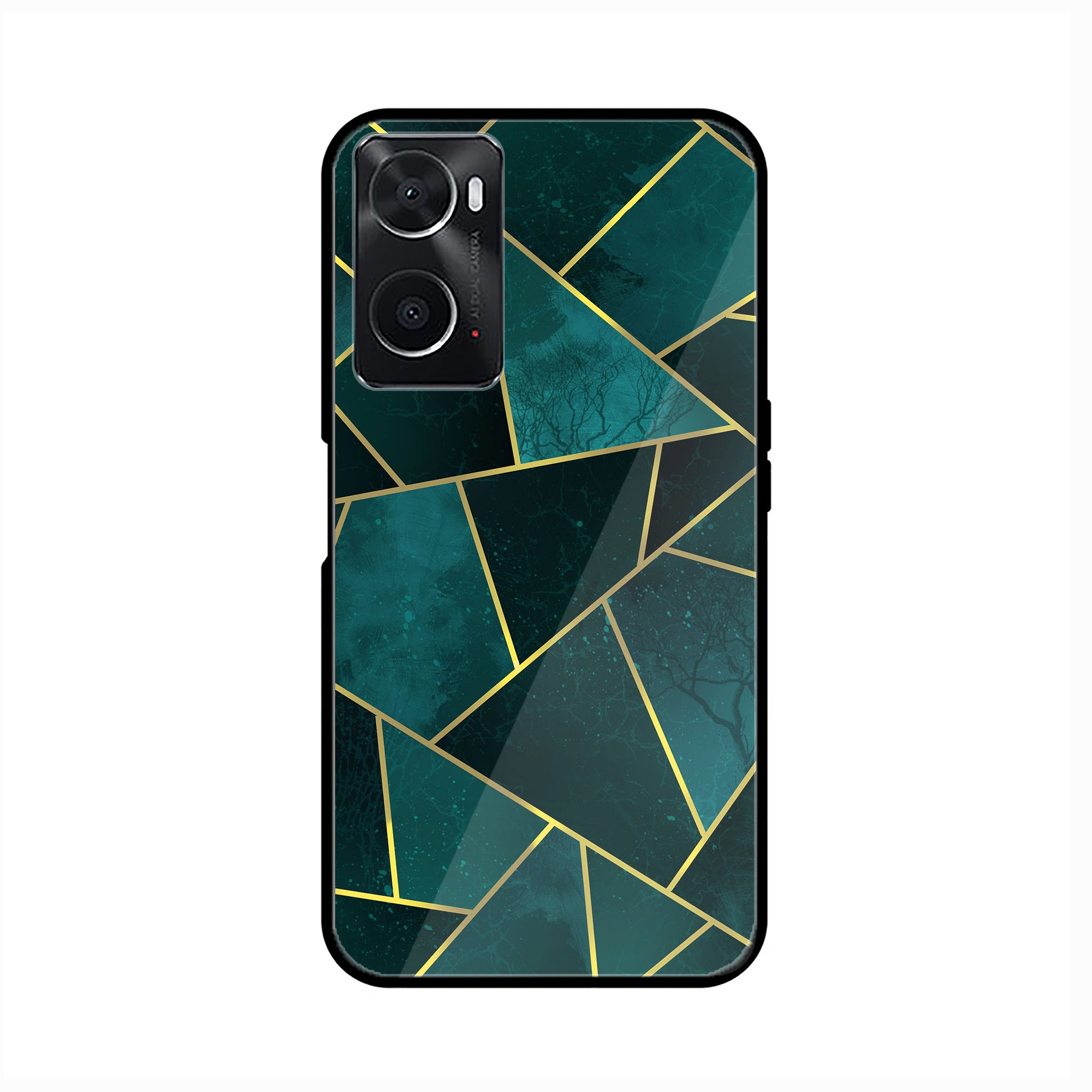 Oppo A76  Geometric Marble Series  Premium Printed Glass soft Bumper shock Proof Case
