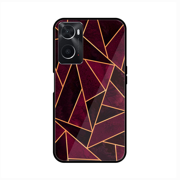 OPPO A76/A36/A96  Geometric Marble Design 7 Premium Printed Glass soft Bumper shock Proof Case CS-10849