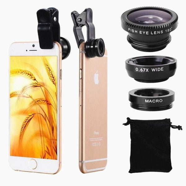 Universal Camera Lens 3 In 1 Wide Angle Macro & Fish Eye