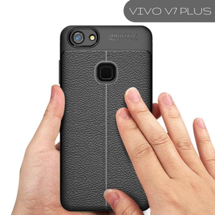Vivo Leather Carbon Protective Tpu Soft Case V7 Plus