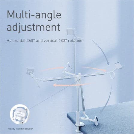Baseus 360 Rotating Flexible Long Arm Lazy Phone Holder Adjustable Desktop Bed Tablet Clip For All Phones