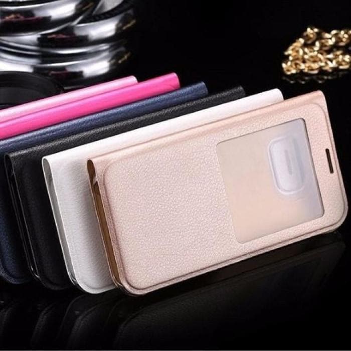 Window View Leather Flip Case For Samsung Note Edge/note4 Edge/n9150