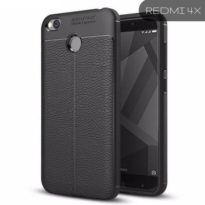 Xiaomi Redmi Carbon Leather Protective Tpu Case 4X / Black